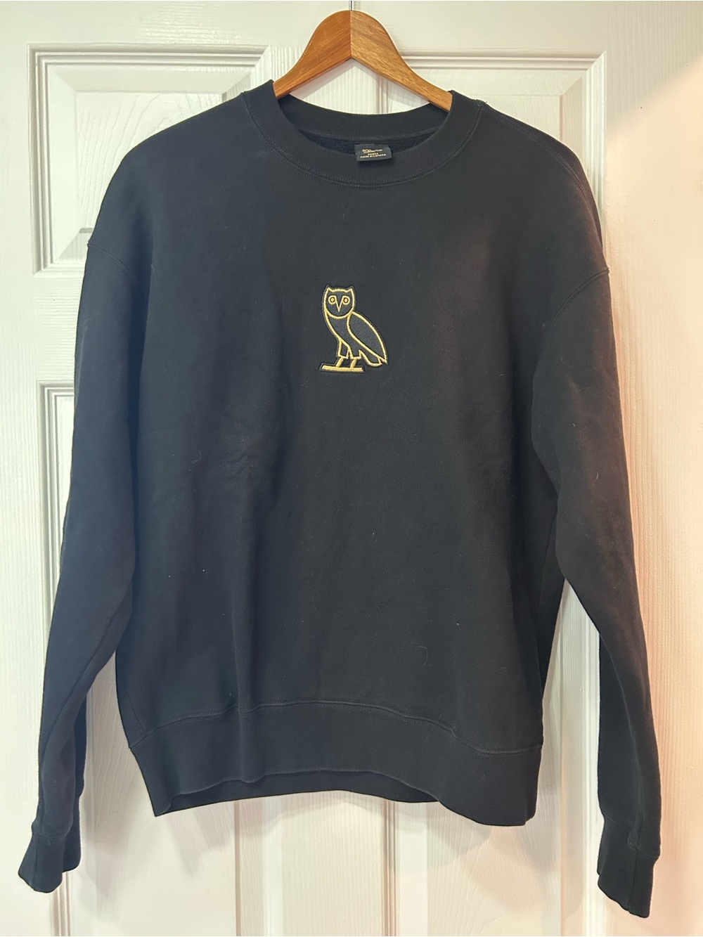OVO unisex Black Crewneck Sweatshirt with Gold Owl Logo